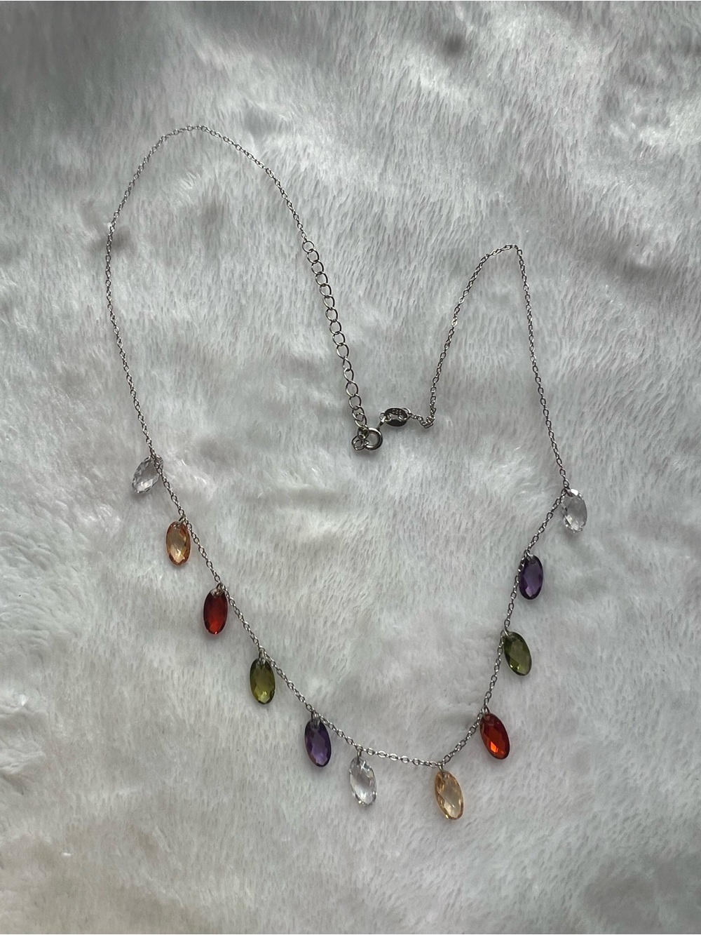 925 vintage Multicolor Teardrop Pendant Necklace - Women Jewelry